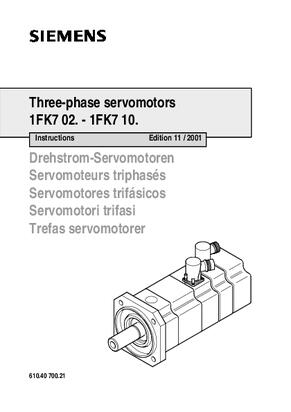Instructions Three-phase servomotors 1FK7