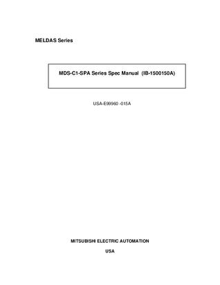 MDS-C1-SPA Series Spec Manual
