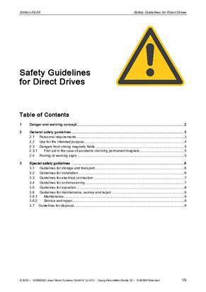 Safety Guidelines for Direct Drives 1FN1/1FN3/1FW6