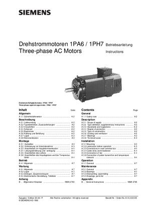 Instructions Three-phase AC Motors 1PH7 18 - 22