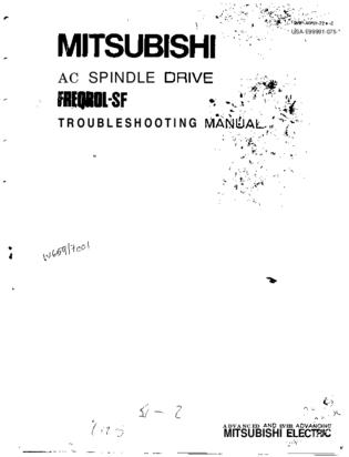 Mitsubishi AC Spindle Drive FREQROL-SF troubleshooting manual