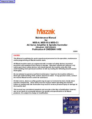 Maintenance Manual for MDS-A, MDS-B & MDS-C1 AC Servo Amplifier & Spindle Controller